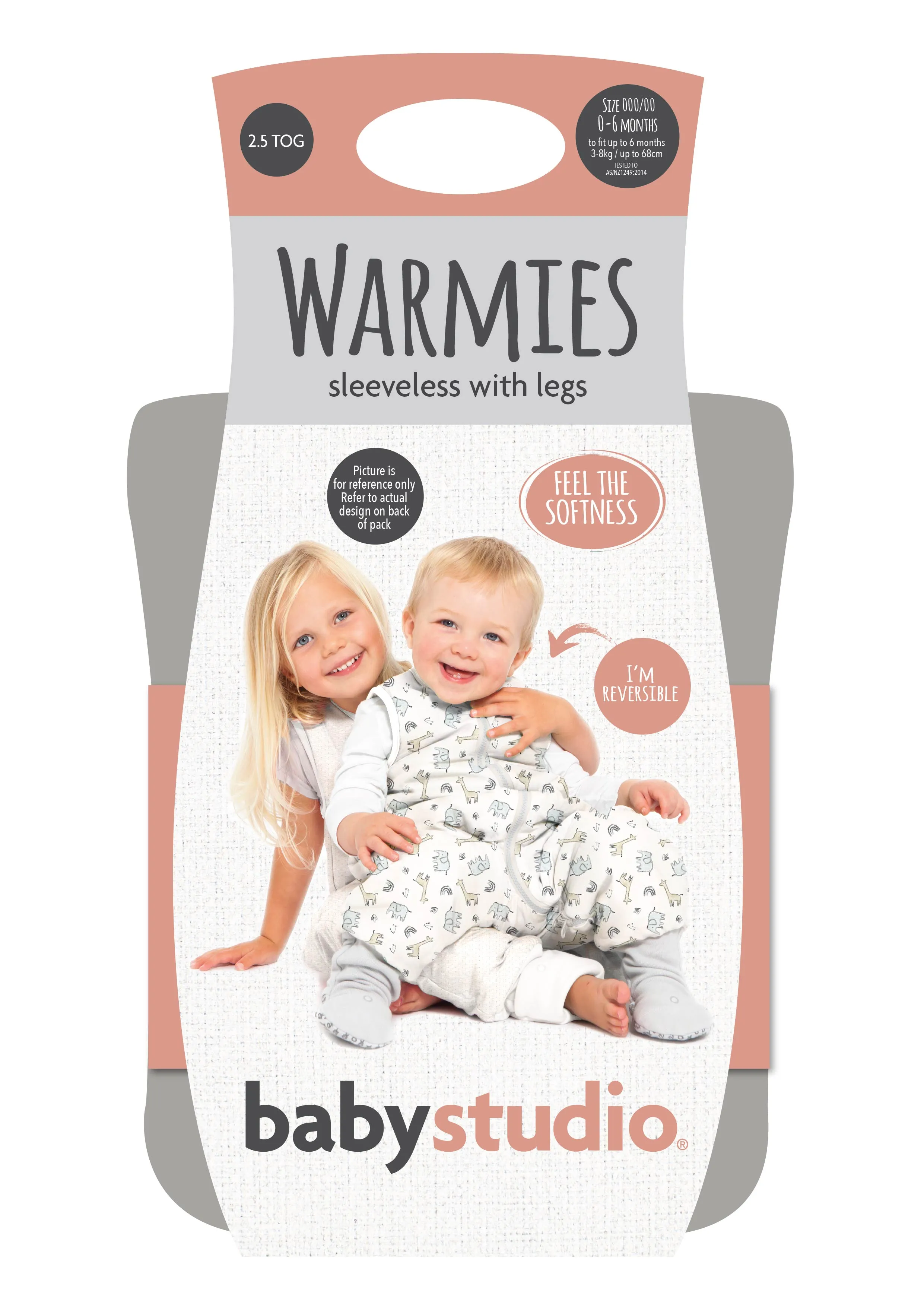 babystudio warmies cotton sleeveless with legs 2.5 TOG - oatmeal/rumble jungle