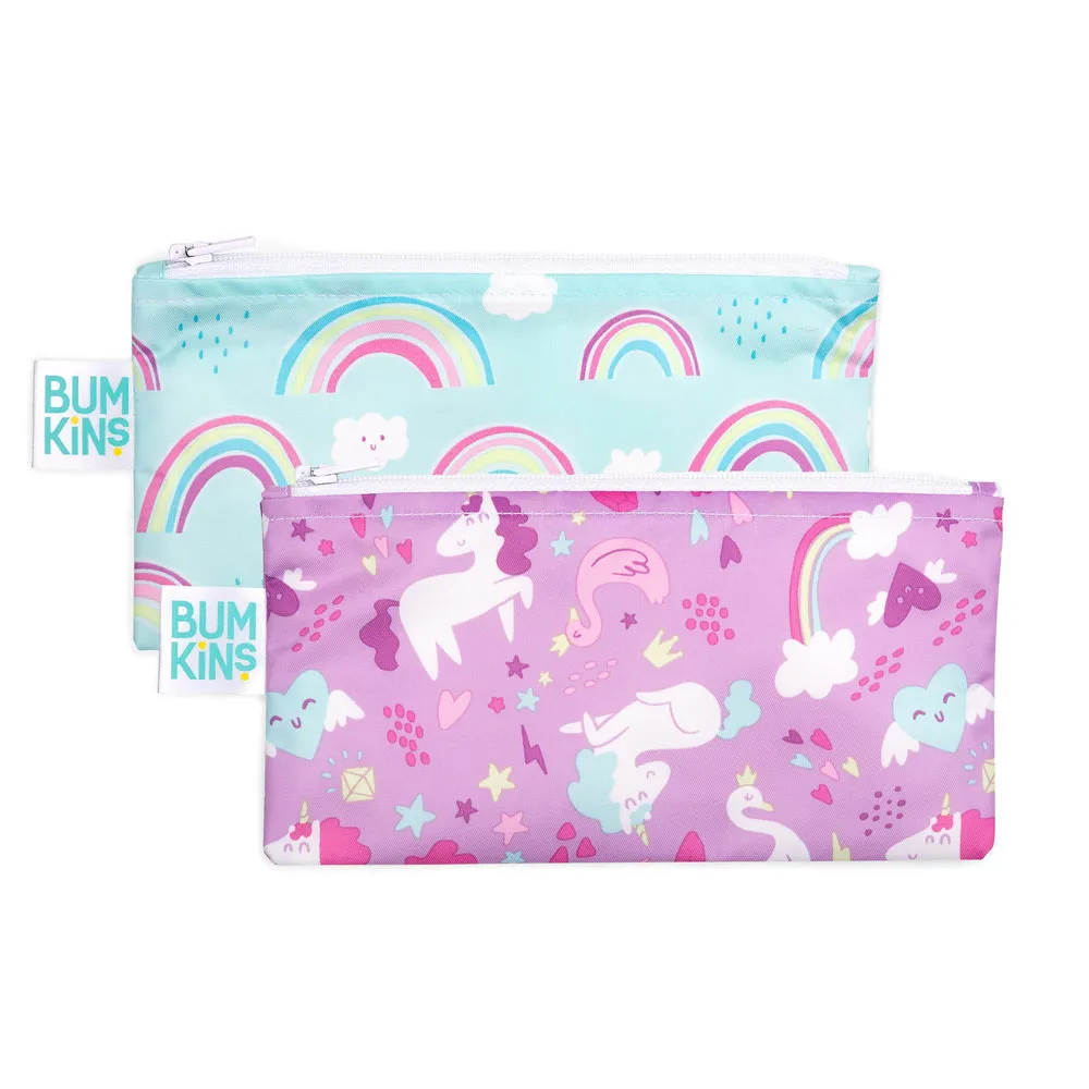 Bumkins - Reusable Small Snack Bags (2Pk) - Unicorn/Rainbow