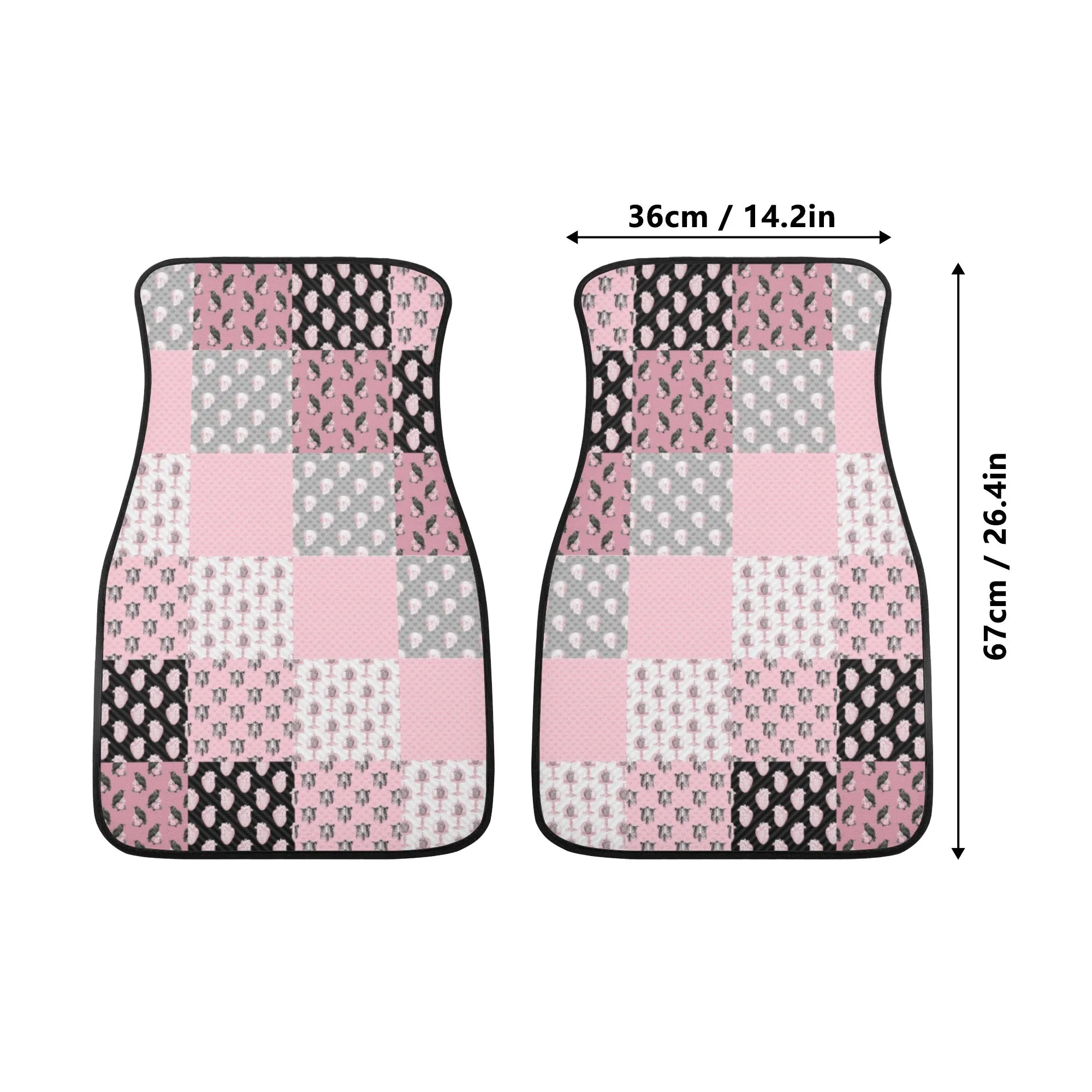 Car Floor Mats | Set of 2 | Universal size | All Weather proof | Affordable | Washable-Pastel Goth Checkered