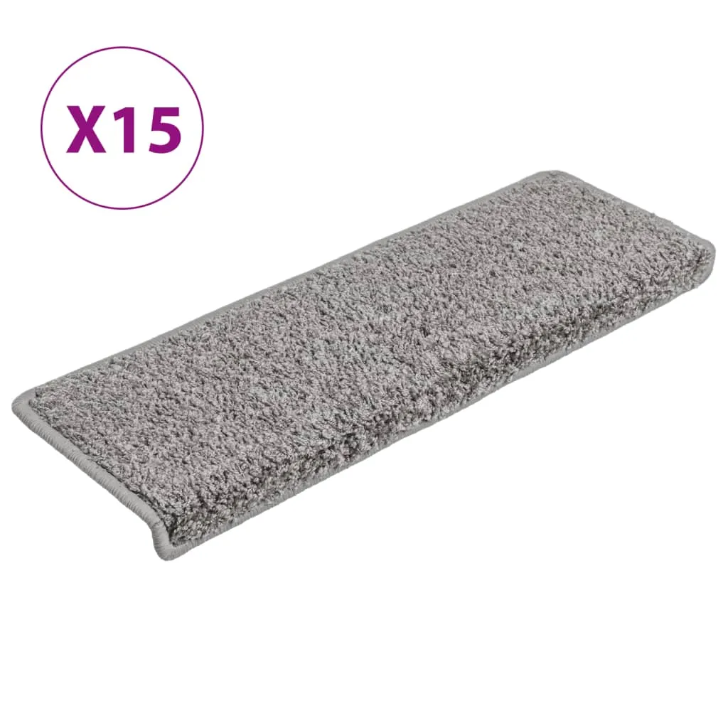 Carpet Stair Treads 15 pcs 65x21x4 cm Grey