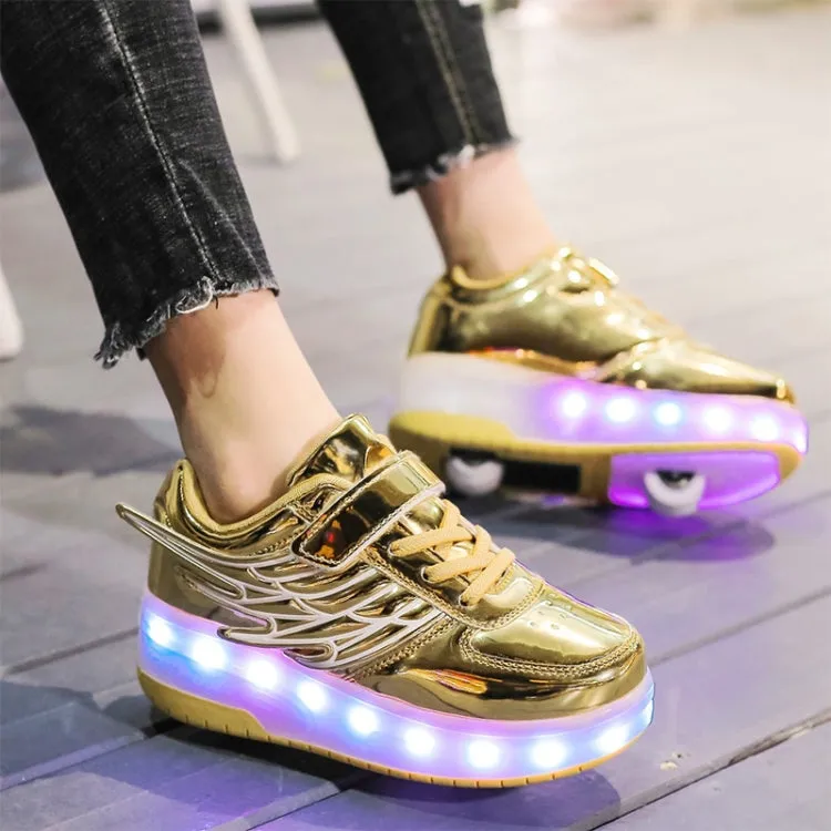 CD03 LED Double Wheel Wing Roller Skating Shoes, Size : 38(Pink)