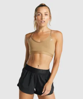 Gymshark V Neck Sports Bra - Light Brown