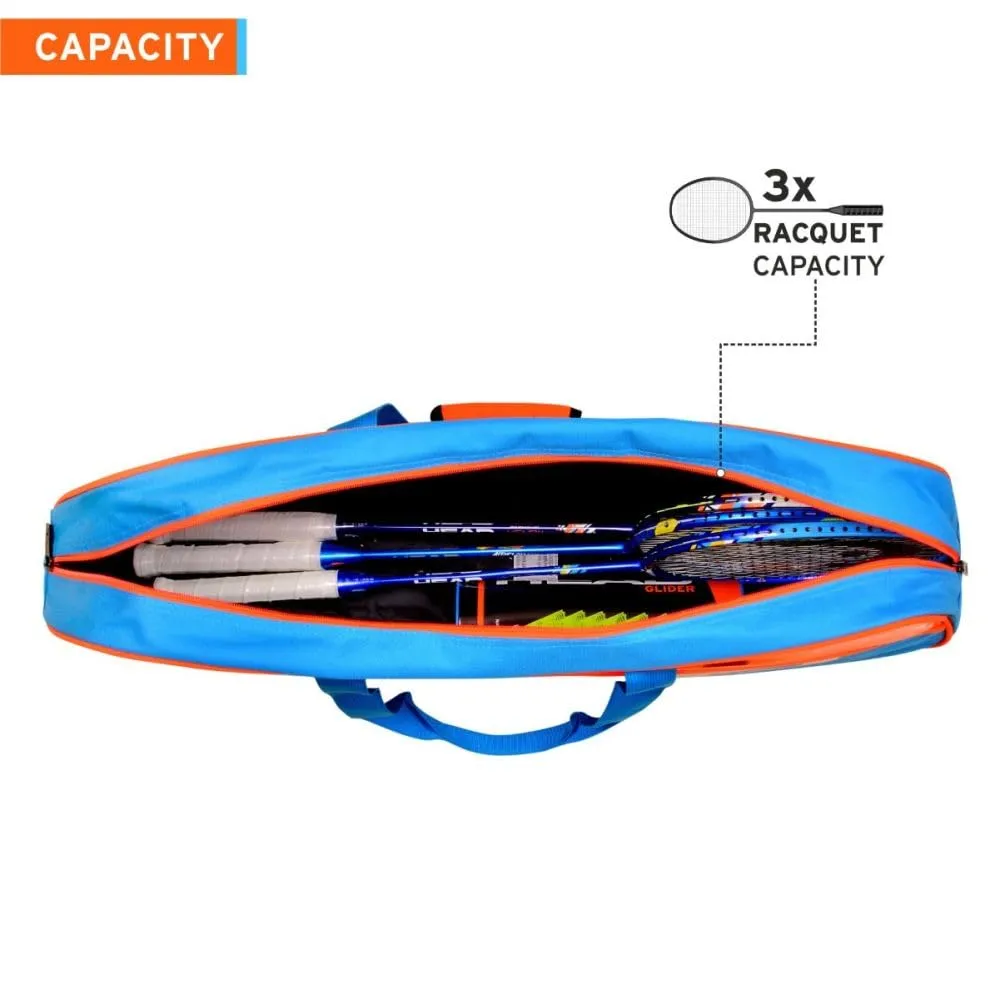 INFERNO 50 Economical Badminton Kit Bag (Compartment: Single | Capacity: 3 Racquets | Colour: Blue/ Orange)