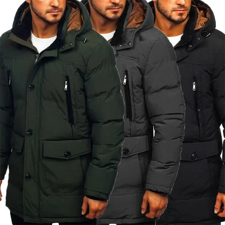 Men Casual Coat Windproof Winter Thick Warm Black Men's Jackets and Coats With Hooded