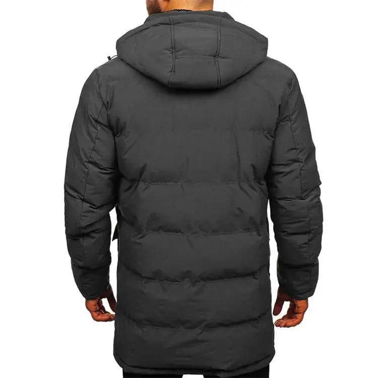 Men Casual Coat Windproof Winter Thick Warm Black Men's Jackets and Coats With Hooded