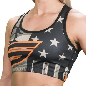 Social Paintball Racerback Sports Bra - American Camo