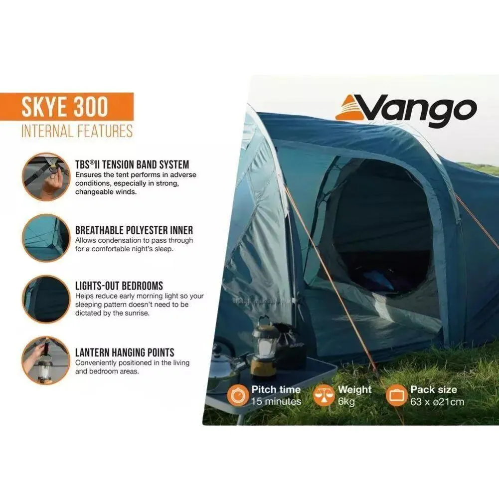 Vango Skye 300 Tent - 3 Person Tent (Deep Blue)