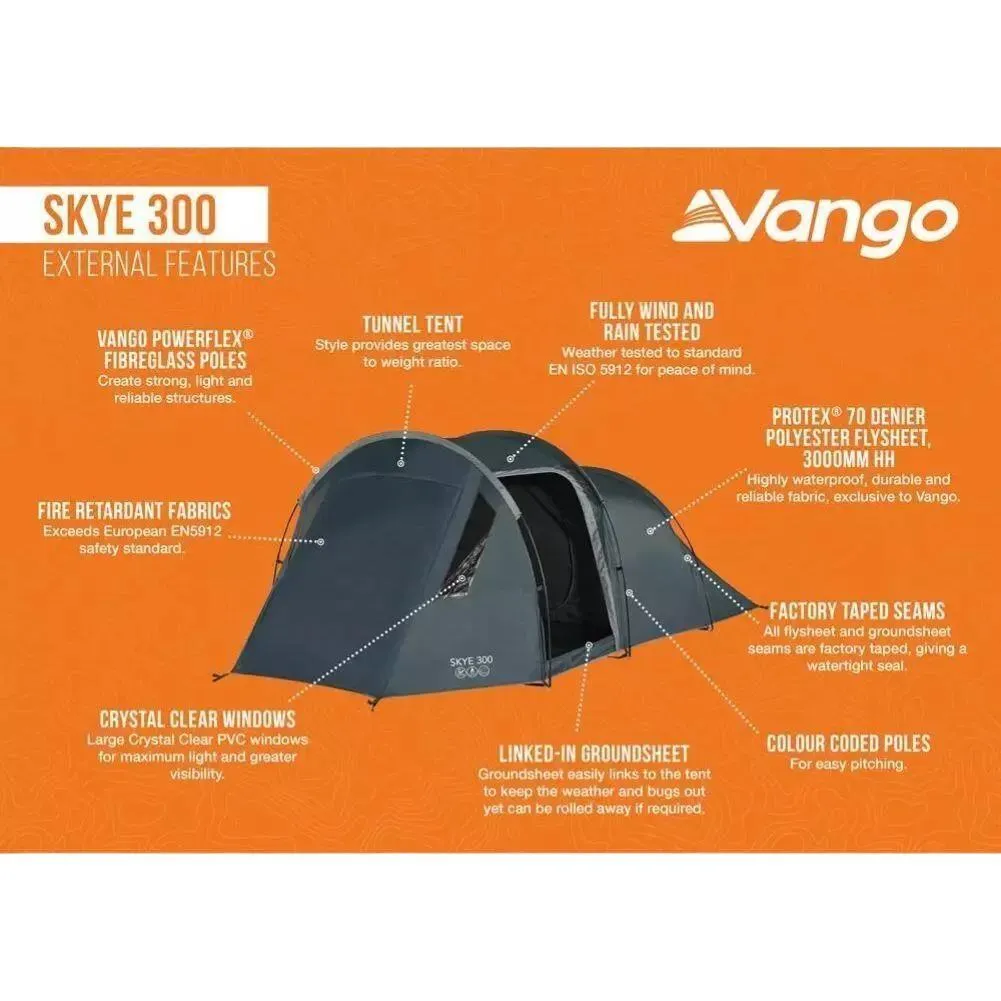 Vango Skye 300 Tent - 3 Person Tent (Deep Blue)